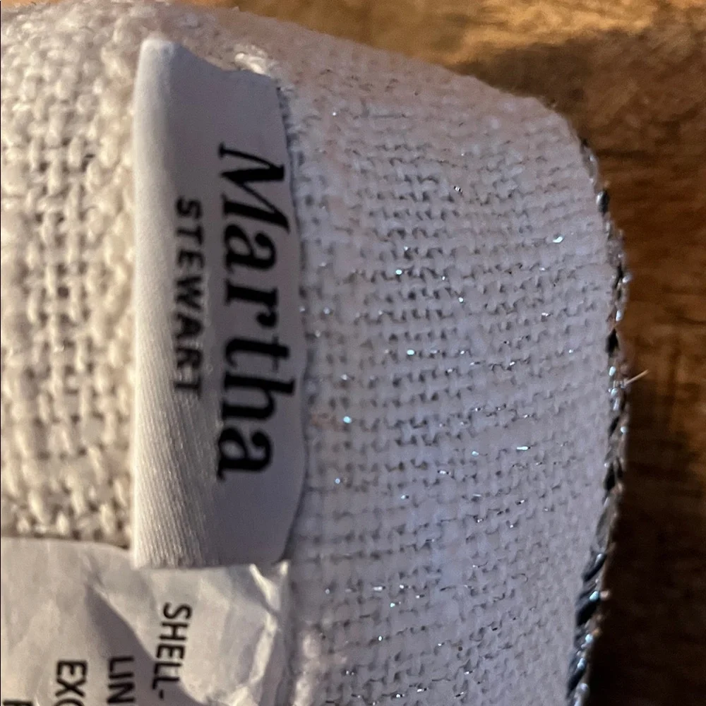 Martha Stewart White Ghost Pillow with Red Wine Accent